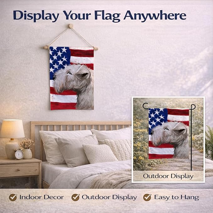 Caroline's Treasures CK6602GF Lakeland Terrier American Flag Garden Flag Mailbox Flag Decorative Yard Flag Banner Outside Patio Artwork Yard Flower Beds, Garden Size, Multicolor