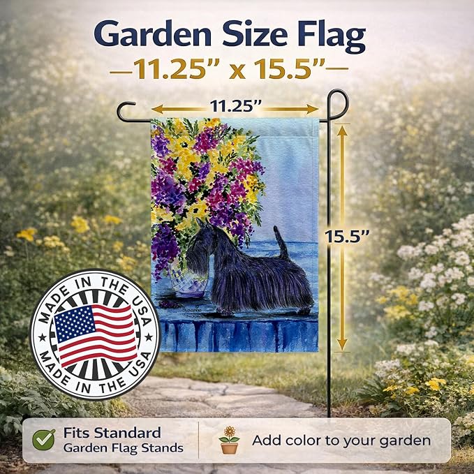 Caroline's Treasures SS8309GF Scottish Terrier Garden Flag Mailbox Flag Decorative Yard Flag Banner Outside Patio Artwork Yard Flower Beds, Garden Size, Multicolor