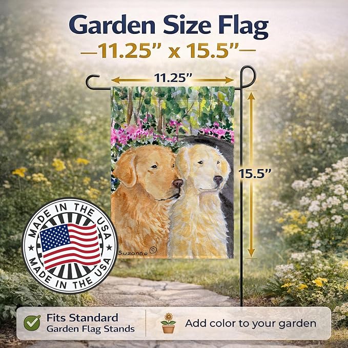 Caroline's Treasures SS8974GF Golden Retriever Garden Flag Mailbox Flag Decorative Yard Flag Banner Outside Patio Artwork Yard Flower Beds, Garden Size, Multicolor