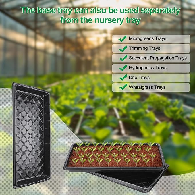 (20-Pack)200-Cell Seed Starter Trays with Dibber, 10 Pack Nursery Starting with Base Tray, 200 Hole Soil Digger for Setting Out Quickly, Seedling Planting Tray, Germination Kit Trays Reusable