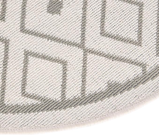 Unique Loom Outdoor Trellis Collection Area Rug - Kafes (4' 1" Round, Ivory/ Gray)