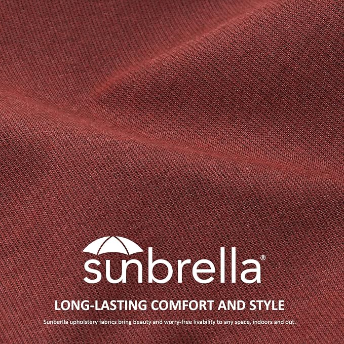 Unimatta Sunbrella Square Corner Seat Cushions, 19" x 19" x 3", Set of 4, Indoor Outdoor Water Repellent Universal Chair Pads with Ties for Patio Furniture, Garden Dining Chairs, Spectrum Brick