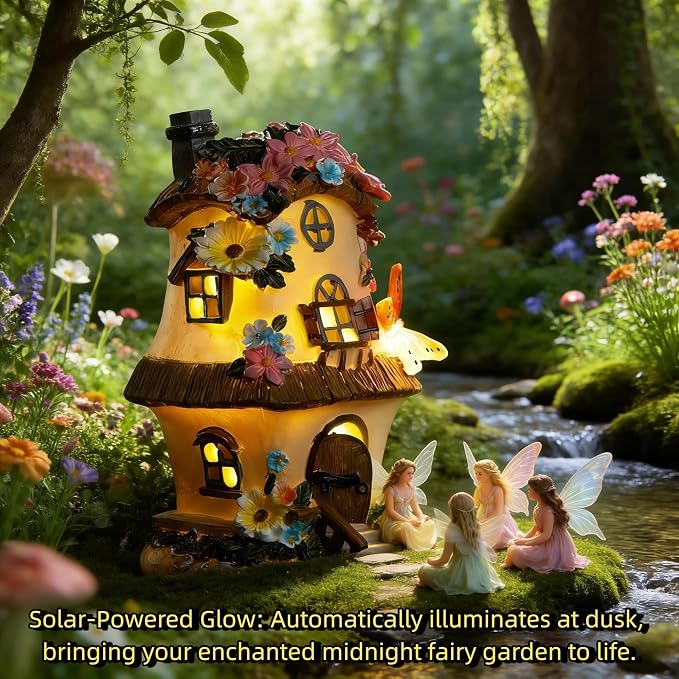 Fairy Garden Houses, Fairy Houses,Fairy Houses for Outside,Fairy Garden Houses Outdoor,Solar Fairy Garden,gnome House,Fairy Garden,Fairy Garden Accessories, for Women Gift/Teenage Gift