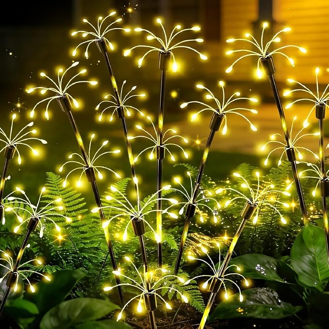 Solar Garden Lights Outdoor, 2 Pack 2-Layer Swaying Firework Lights, Waterproof Starburst Fairy Light Garden Decor for Yard Patio Pathway Lawn, Gardening Gifts for Women Mom Grandma Mother's Day