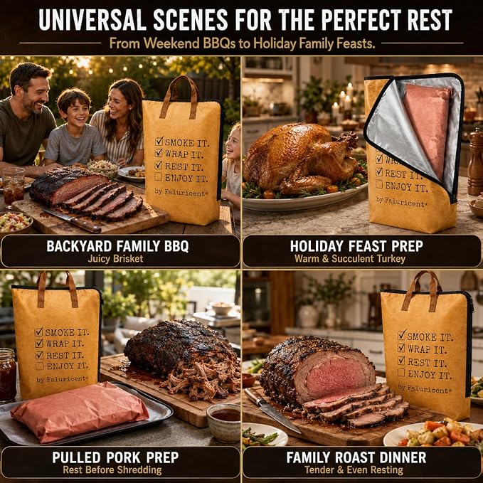 BBQ Blanket for Resting Meat, Insulated BBQ Meat Blanket for Juicy Tender Brisket, Meat Resting Blanket with 5 XL Butcher Paper Sheets, BBQ Gifts for Men Dad