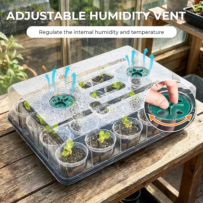 homenote 3 Inch Seed Starting Trays with Humidity Domes for Plants, 4 Pack 20-Cell Seedling Starter Trays, Plant Starter Germination Trays for Pots Seedlings for Indoor,3" Opening Compatible Pots