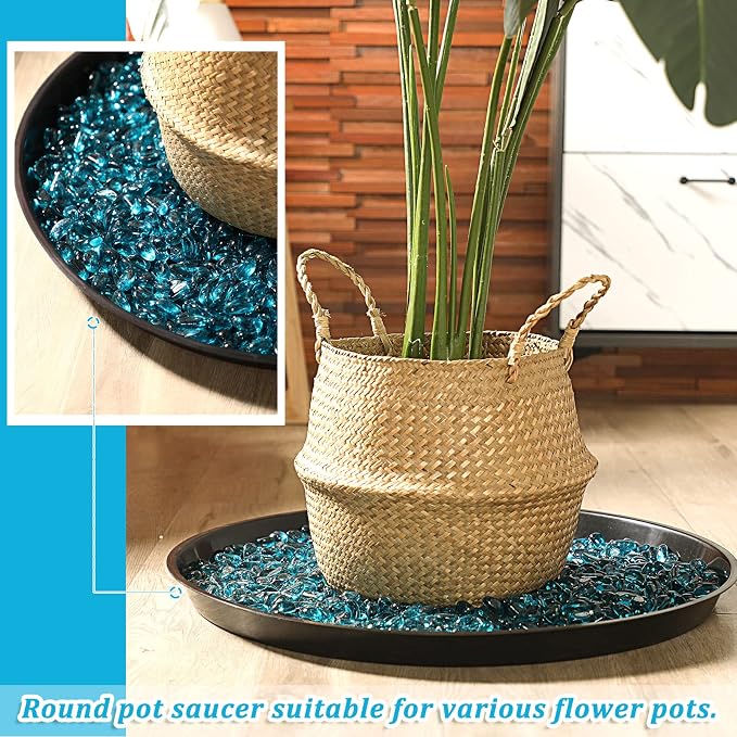 Eccliy 10 Packs 25 Inch Plastic Large Plant Saucers Heavy Duty Planter Trays Jumbo Flower Pot Saucers Plastic Water Trays for Indoors and Outdoors