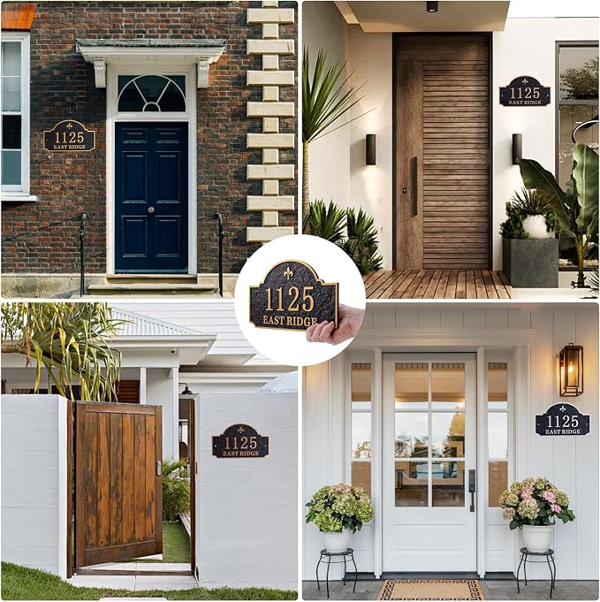 Personalized Address Plaque,Custom Address Sign for House,Home,Street, Yard, Garden,Apartment,Hotel,Office,Driveway Outside House Number Sign,STYLE 2