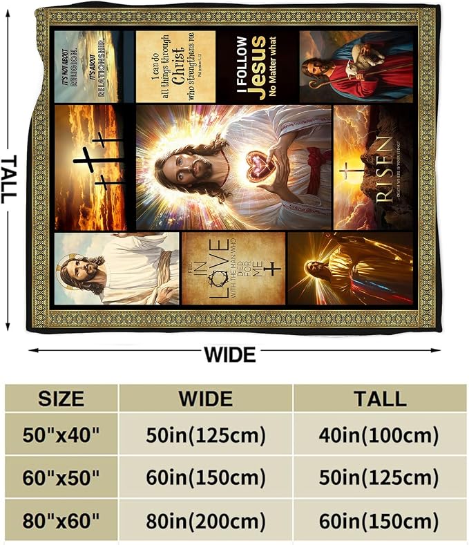 Jesus Throw Blanket Cozy Plush Christian Religious Gifts Blankets Flannel Fleece Lightweight Fuzzy Blanket for Girls Women Men Boys 80"X60"