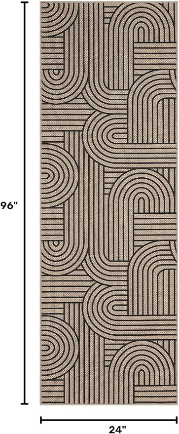 GarveeHome Easy Jute 2x8 Runner Rugs Modern Rainbow Rug for Hallway Kitchen Non Slip Indoor Outdoor Runner Door Mat for Laundry Porch Bathroom