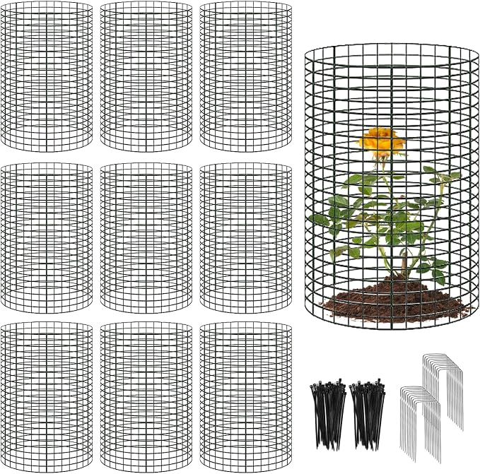 10 Packs Large Wire Plant Protector from Animals - 24'' x 12'' Metal Mesh Plant Cage Covers - Chicken Wire Cloche, Sturdy Garden Bunny Barricades Chicken Wire Cloche fto Keep Animals Out