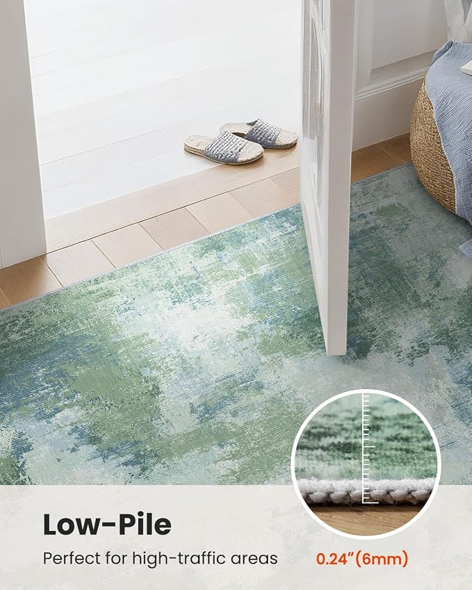 AMADA HOMEFURNISHING 9x12 Area Rugs for Living Room, Modern Large Area Rugs with Non-Slip Backing & Low Pile, Neutral Soft Washable Rug for Nursery, Bedroom, Dinning Room, Playroom, Green