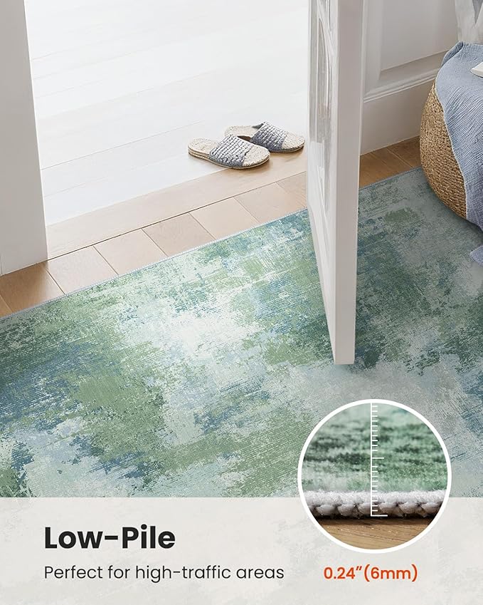 AMADA HOMEFURNISHING 10x14 Area Rugs for Living Room, Modern Large Area Rugs with Non-Slip Backing & Low Pile, Neutral Soft Washable Rug for Large Bedroom Dining Room Nursery Office, Green