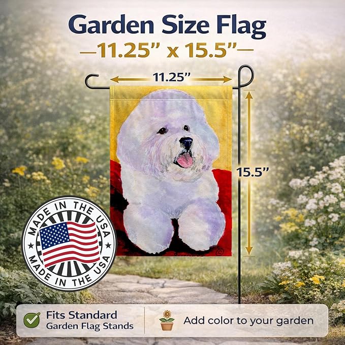 Caroline's Treasures SS8921GF Bichon Frise Garden Flag Mailbox Flag Decorative Yard Flag Banner Outside Patio Artwork Yard Flower Beds, Garden Size, Multicolor