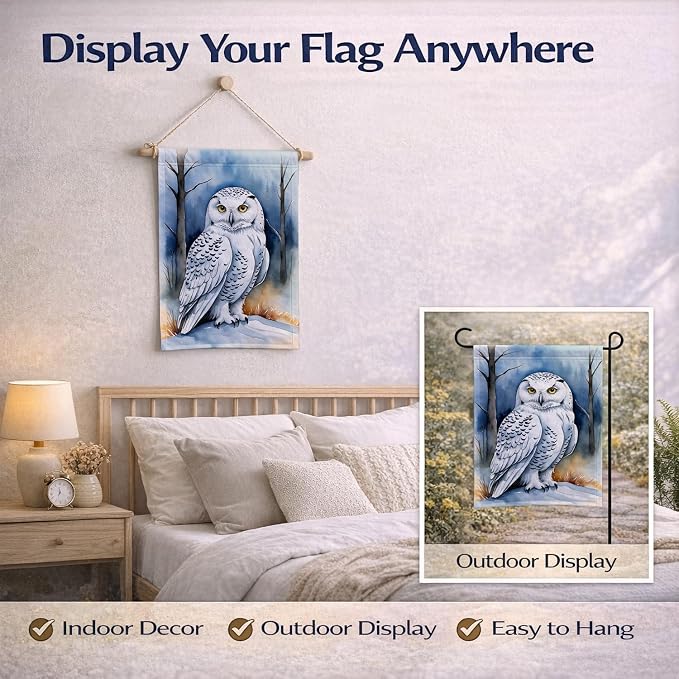 Caroline's Treasures Snowy Owl Garden Flag Mailbox Flag Decorative Yard Flag Banner Outside Patio Artwork Yard Flower Beds, Garden Size, Multicolor