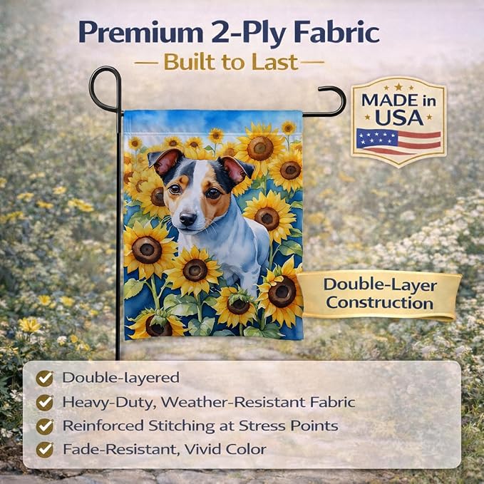 Caroline's Treasures DAC6102GF Jack Russell Terrier in Sunflowers Garden Flag Mailbox Flag Decorative Yard Flag Banner Outside Patio Artwork Yard Flower Beds, Garden Size, Multicolor