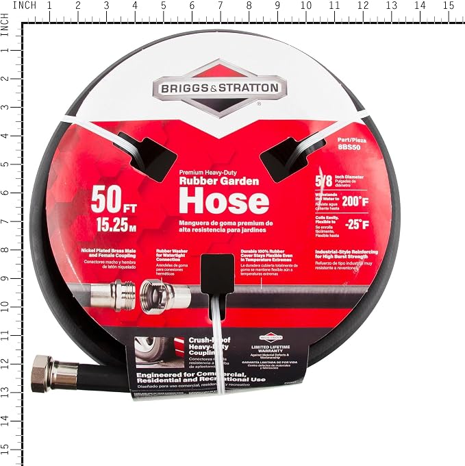 Briggs and Stratton 8BS50 50-Foot Premium Heavy-Duty Rubber Garden Hose