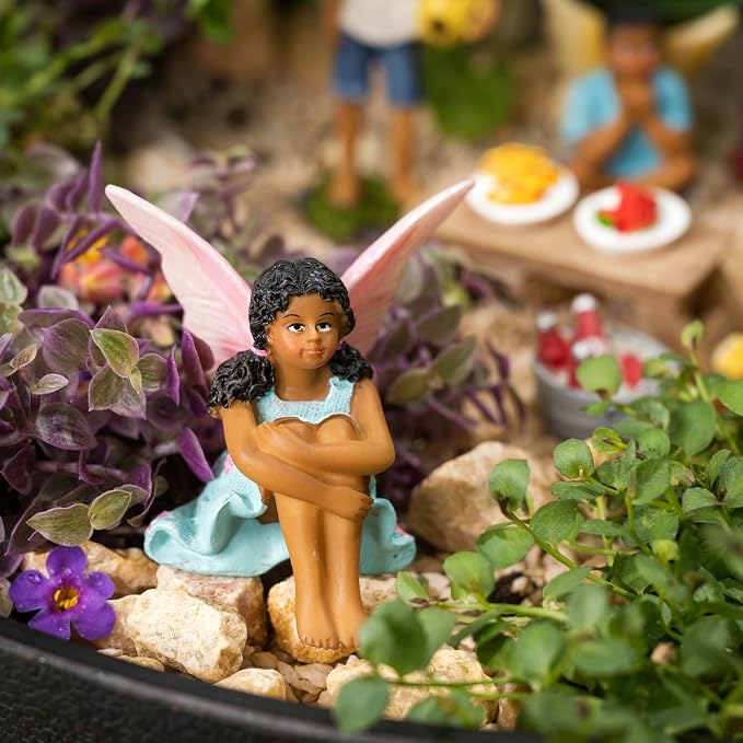 PRETMANNS Fairies for Fairy Garden – Cute Accessories for an Outdoor Miniature Garden – Fairy Figurines Kit - 9 Colorful & Beautifully Crafted Pieces