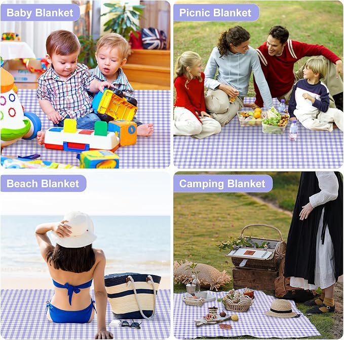 4 Pcs Disposable Outdoor Picnic Blankets 70.9''x70.9'' Portable Pocket Blanket Foldable Waterproof Picnic Mats Sandproof Beach Blanket with Ground Spikes for Beach Travel Hiking Camping