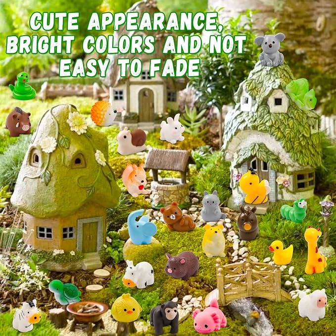 ywevyezc 42 Pcs Mini Resin Animals 42 Styles Resin Animals Figurines Bulk for Micro Fairy Party Favors Garden Hide Accessories Dollhouse Crafts Decor