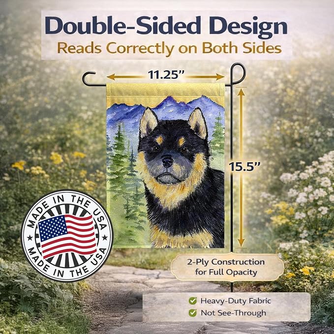 Caroline's Treasures SS8274GF Shiba Inu Garden Flag Mailbox Flag Decorative Yard Flag Banner Outside Patio Artwork Yard Flower Beds, Garden Size, Multicolor