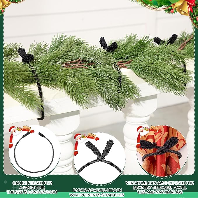 Zhengmy 20 Pcs 25 Inch Extra Long Christmas Garland Ties Christmas Decorative Twist Ties for Banister Reusable Flexible Twist for Holiday Xmas Home Decorations Craft Wrapping (Black)