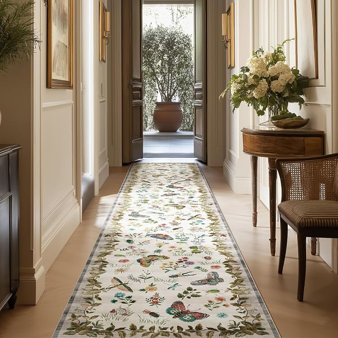 Machine Washable Kitchen Runner Rugs: 2'x10' Hallway Runner Stain Resistant Non Slip Low Pile Soft Indoor Carpet Runners for Hallways Entryway Kitchen Living Room Bedroom Bathroom Farmhouse
