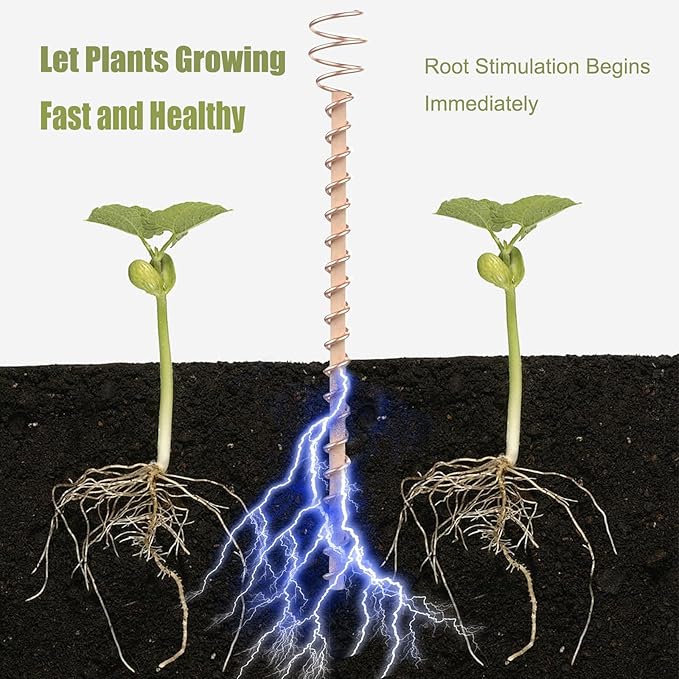 10 Pack Electroculture Plant Stakes,13.5" Long Copper Garden Stakes, Electroculture Copper Coil Antennas for Growing Vegetable Garden Plants Support High-Yield, Eco-Friendly