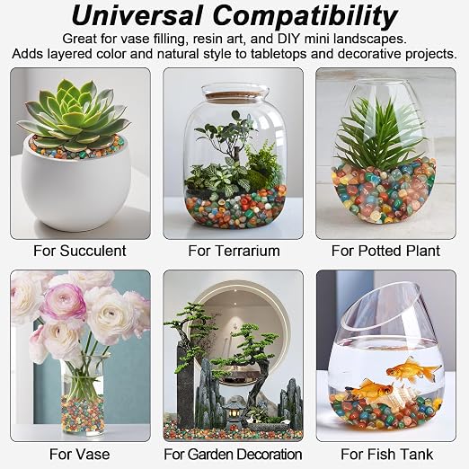 Aquarium Rocks,Landscaping Pebbles, River Rocks Decorative Ornamental Pebbles, DIY Smoothed Rocks for Potted Plant Resin Art Vase Fillers Aquarium Gravel Rocks (Colorful, 5 Pounds)
