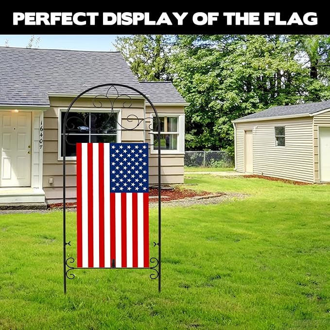 2 Pack Metal Garden Flag Holder Stand Scroll American Stand Yard Flag Pole Stake Fits Max 14 x 25 Inch for Outside House Garden Yard Lawn Patio Balcony Decor, No Flags Included