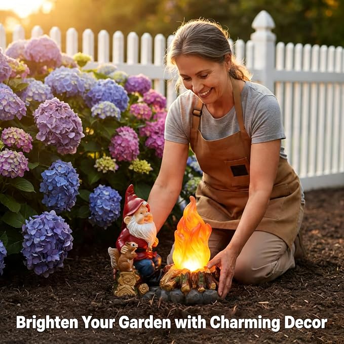 Solar Light-Up Garden Gnome Statue - Waterproof Outdoor Decor for Garden, Yard, Porch Patio Lawn Balcony,Decorations for Families and Holiday Enthusiasts for Women,Grandma, Housewarming