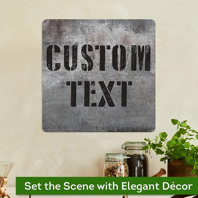 Custom Sign, Custom Street Sign, 11 Font Colors, 13 Font Styles, 4 Hole Options, 22 Sizes, 12x12 Inches, Rust Free DiBound, Fade Resistant, Made in USA by My Sign Center (Grunge Metal)