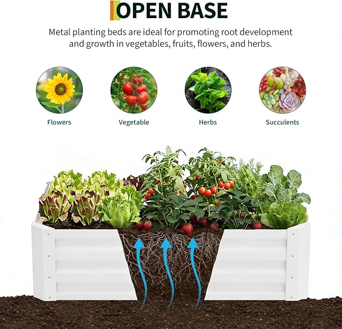 Garvee 48"x36"x12" Raised Garden Bed Kit with Shade Cloth & Irrigation, 3-in-1 Metal Planter Box with Insect Mesh & Drip System, Self-Watering Outdoor Galvanized Raised Bed for Vegetables Flowers