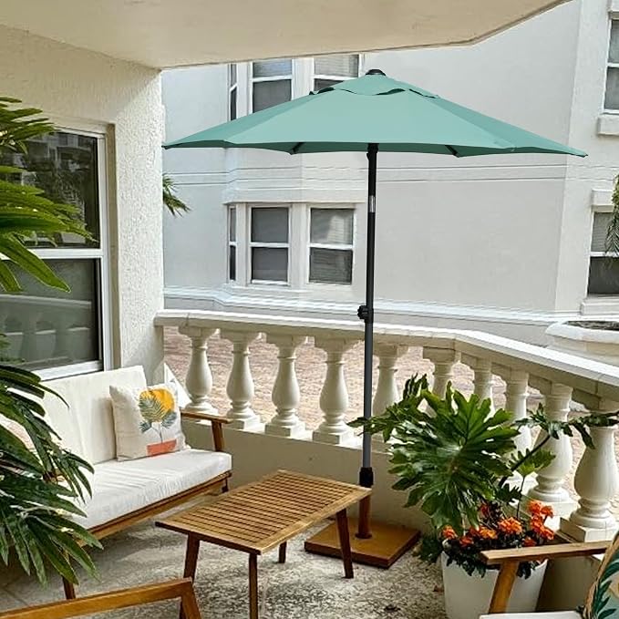 AMMSUN 6ft Patio Umbrella Outdoor Table Umbrellas with Push Button Tilt, UPF50+ Premium Steel Pole and Ribs for Deck, Lawn, Garden, Backyard & Pool (Aqua Green)