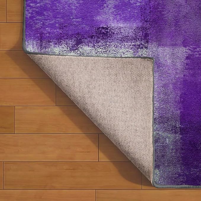 LOKMU Non-Slip Area Rugs Purple and Grey Abstract Art Home Decor Rugs Carpet for Classroom Living Room Bedroom Dining Kindergarten Room, 8'x10'