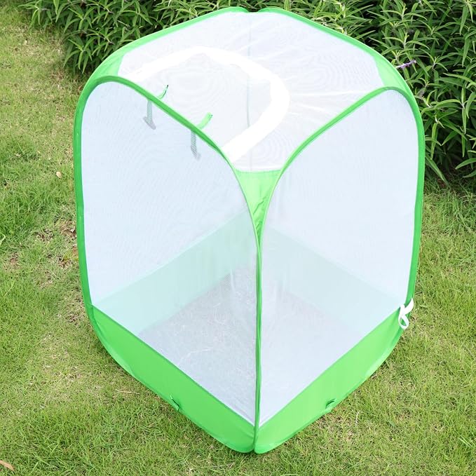36" Large Mesh Plant Cover for Outdoor, Plant Netting Protector Garden Enclosure Cloche for Fruit, Vegetables, Strawberry, Flowers and Herbs Pop-Up Cage with 4 Stakes (24 x 24 x 36 Inches)
