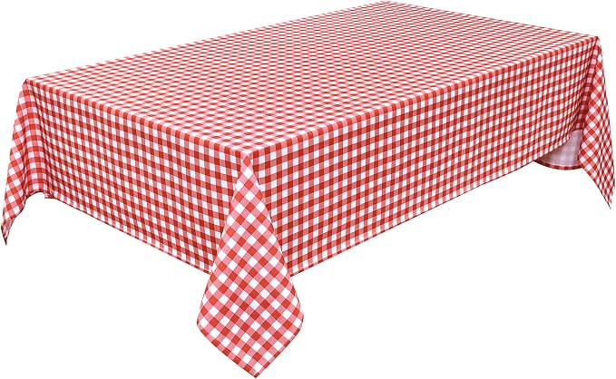 Waterproof Checkered Tablecloth Fabric - Rectangle 58x84 Inch Classic Gingham Buffalo Plaid Table Cloth for Indoor/Outdoor Use - Washable Table Cover for Kitchen, BBQs, and Parties