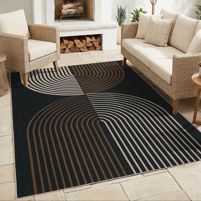 GarveeHome Modern Rainbow Easy Jute 3x5 Patio Rug, Washable Rugs for Entryway Farmhouse Non Slip Indoor Door Mat Carpet for Entry Mudroom Porch Decor