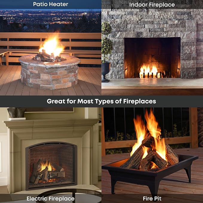 Stanbroil Large Ceramic Gas Logs, 10 Piece Set of Decoration Ceramic Wood Logs for All Types of Ventless, Gel, Ethanol, Electric, Gas Inserts, Propane, Indoor or Outdoor Fireplaces & Fire Pits