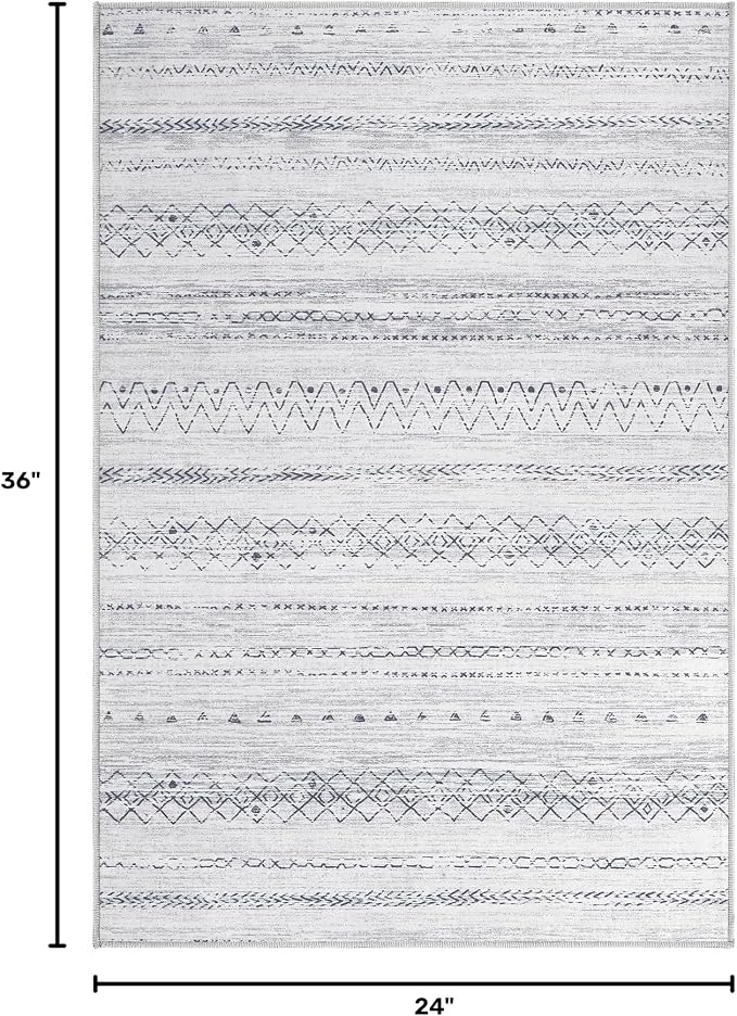 cotiled Washable 2x3 Entryway Rugs: Boho Moroccan Soft Small Rug | Solve Modern Neutral Trendy Home Decor - Stain Resistant for Bathroom Entryway Kitchen Laundry Grey