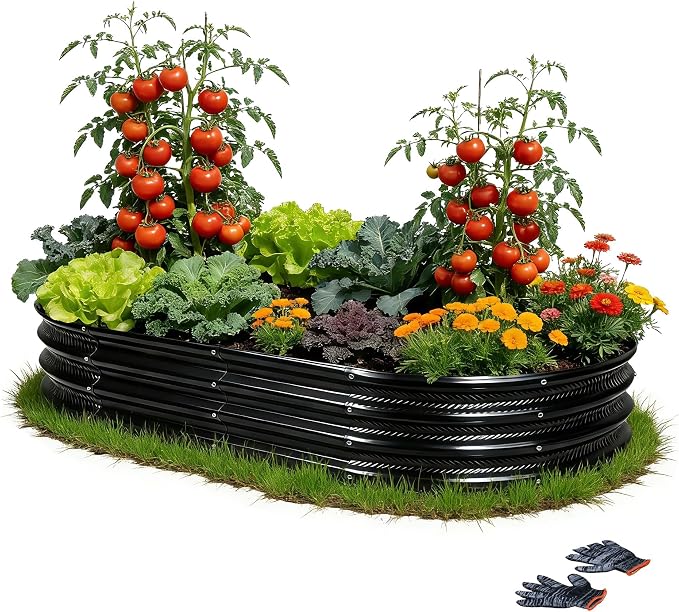 Gartist 8×4×1 ft Large Black Raised Garden Bed Planter, Easy Assembly Metal Garden Bed Outdoor for Vegetables, Flowers & Herbs