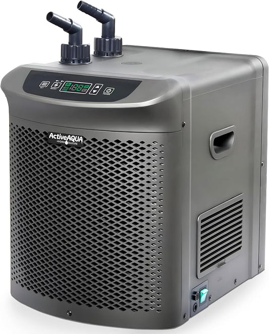 Active Aqua Hydroponic Water Chiller, 0.25 HP, Pure Titanium, 40-92 Gallon | Portable Cooling System with Boost Function for Aquaponics, Cold Plunge Baths & Aquariums, Evaporator Cooler for Reservoirs