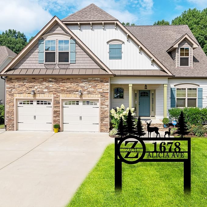 Address Yard Signs with Stakes, Personalized Yard Signs with Stakes, Address Signs for Yard, Address Numbers for House, Custom Metal House Sign, House Number Sign