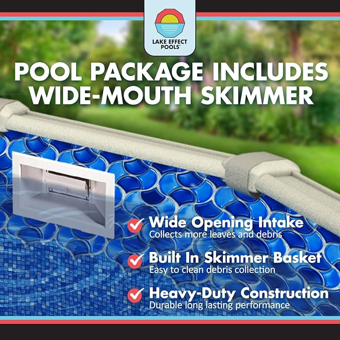 Pools 'Forever' 21 ft Round Above Ground Swimming Pool | 54 Inch Resin Protected Steel Sided Walls | Bundle Includes: 25 Gauge Overlap Liner & Widemouth Skimmer