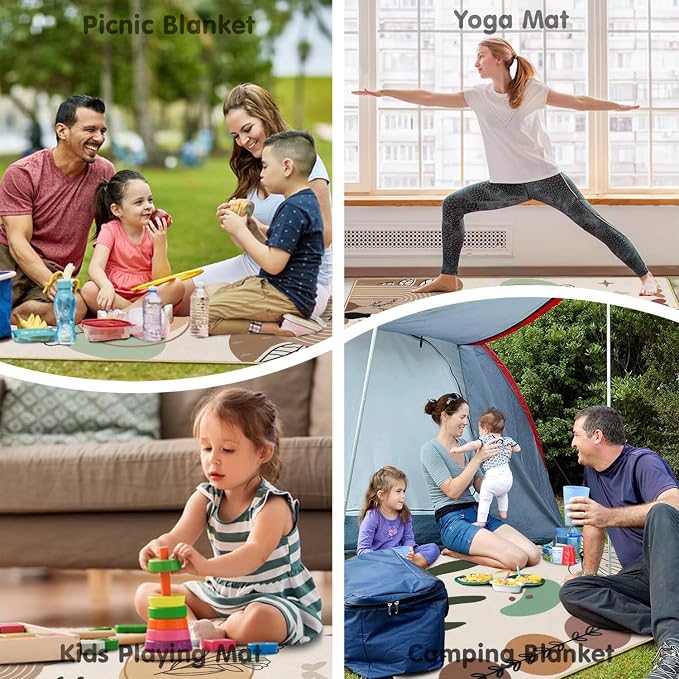 Supfitness Extra Large Picnic Blankets Waterproof Foldable (60 "x 80") Beach Blanket Waterproof Sandproof,3-Layer Thicking Mat Outdoor Packable Camping Blanket