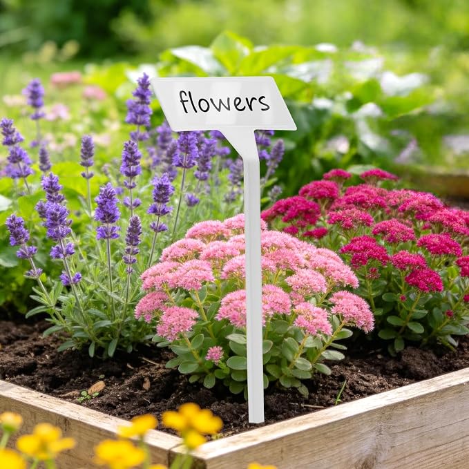 KINGLAKE Outdoor Large Plant Labels with PET Films - 50 Pcs Waterproof Tall Plastic Plant Tags Nursery Garden Labels 11.8" Plants Markers Name Tags for Outdoor Garden Vegetable with Permanent Pen