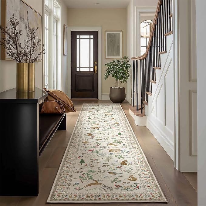 Machine Washable Kitchen Runner Rugs: 2'x10' Hallway Runner Non Slip Low Pile Stain Resistant Soft Indoor Carpet Runners for Hallways Entryway Kitchen Laundry Room Beside Farmhouse