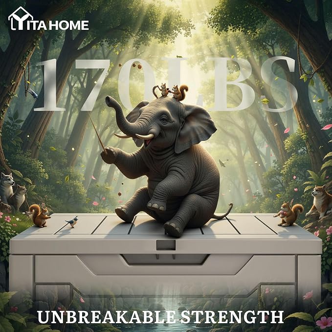 YITAHOME Outdoor Resin Storage Box 31 Gal | Water-resistant Patio Deck Box Outdoor Storage Box for Pillows, Garden Equipment, Securely Lockable, Light Brown