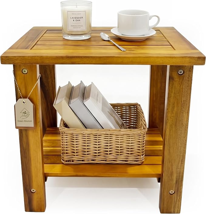 Side Table, Golden Teak Finish