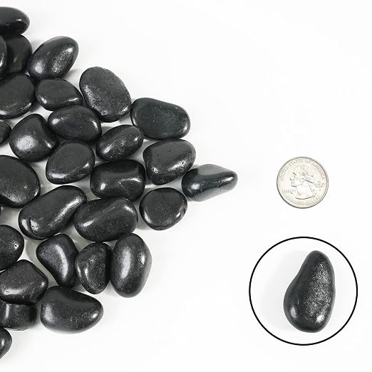 StoneCreek 36 LBS River Rocks(3 x 12 LBS Bags), Large Size, Decorative Garden Stones for Plant Landscaping, Polished Gravel Filler Pebbles for Home Decoration, Vases, Succulents(Black Pebbles)